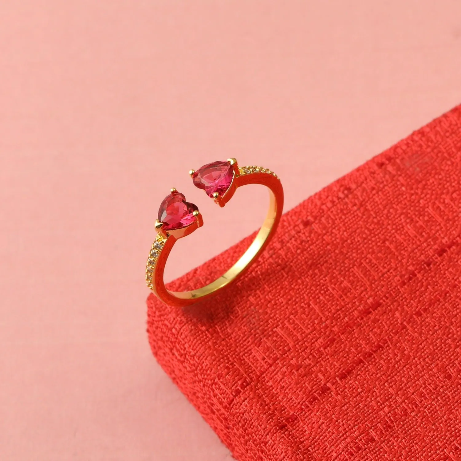 Heart CZ Open Style Silver Finger Ring