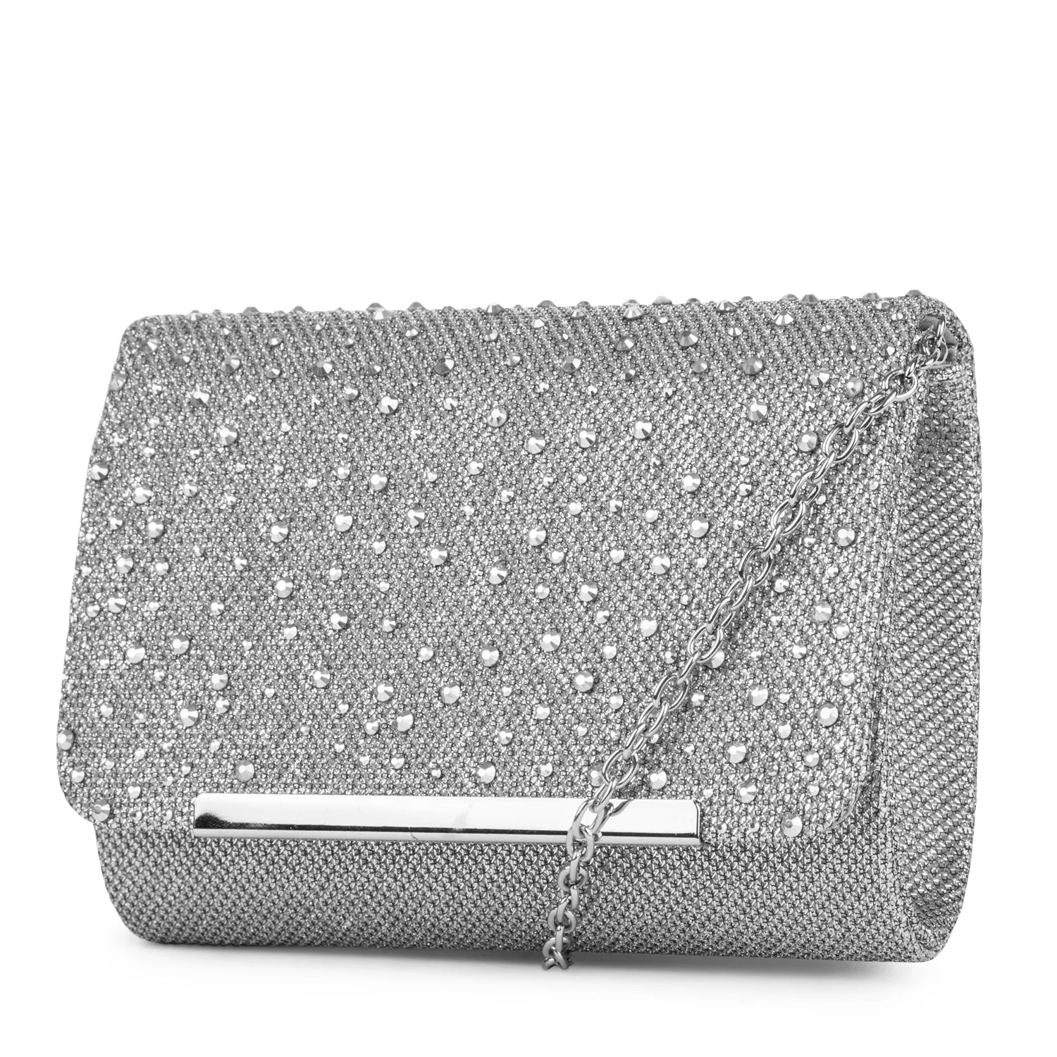 Katie Lurex Evening Clutch with Stones