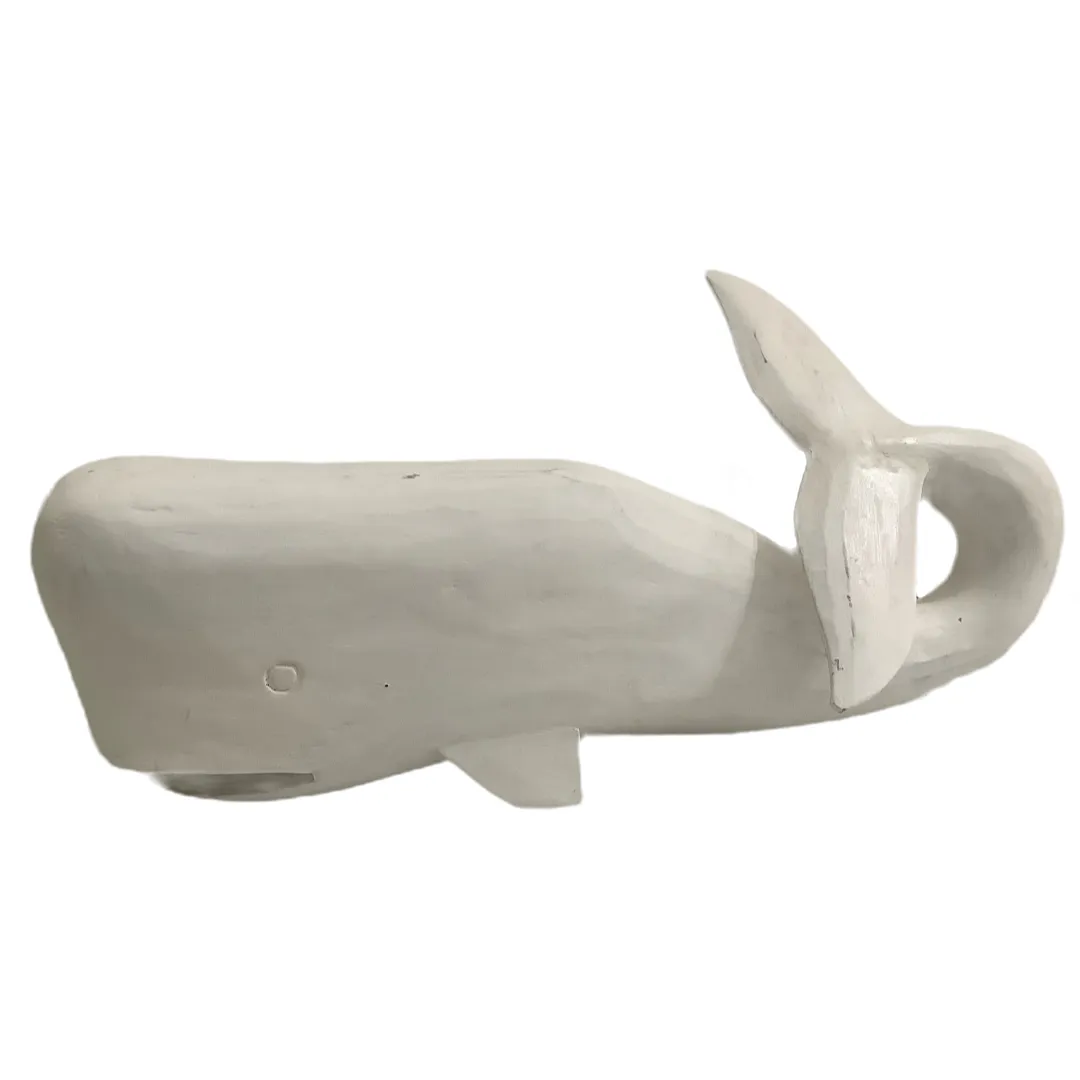 Large Wooden Decorative White Whale