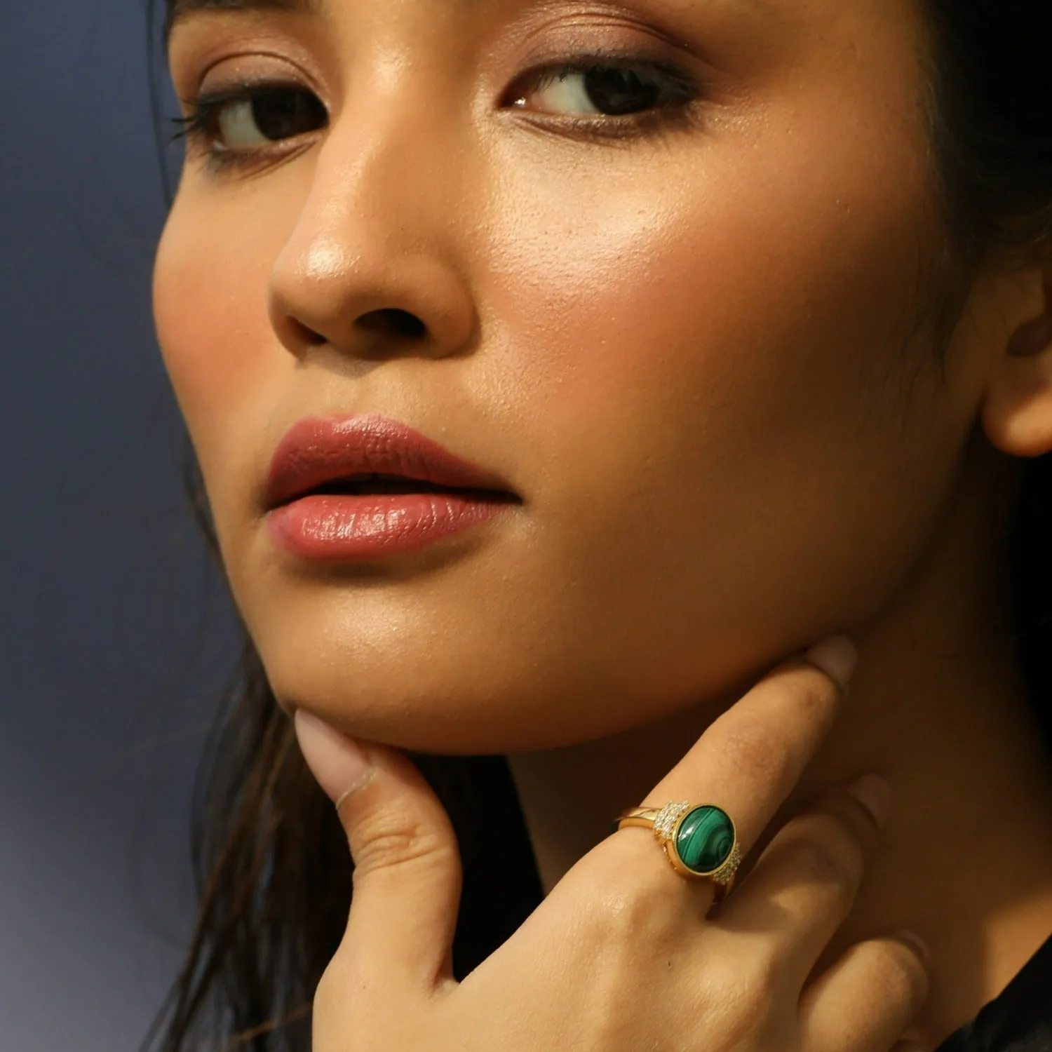 Malachite Classic Silver Finger Ring