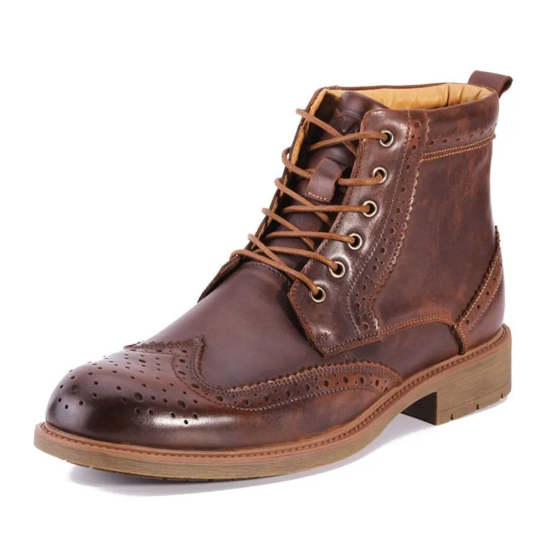 Men's Brogue Leather Martin Boots