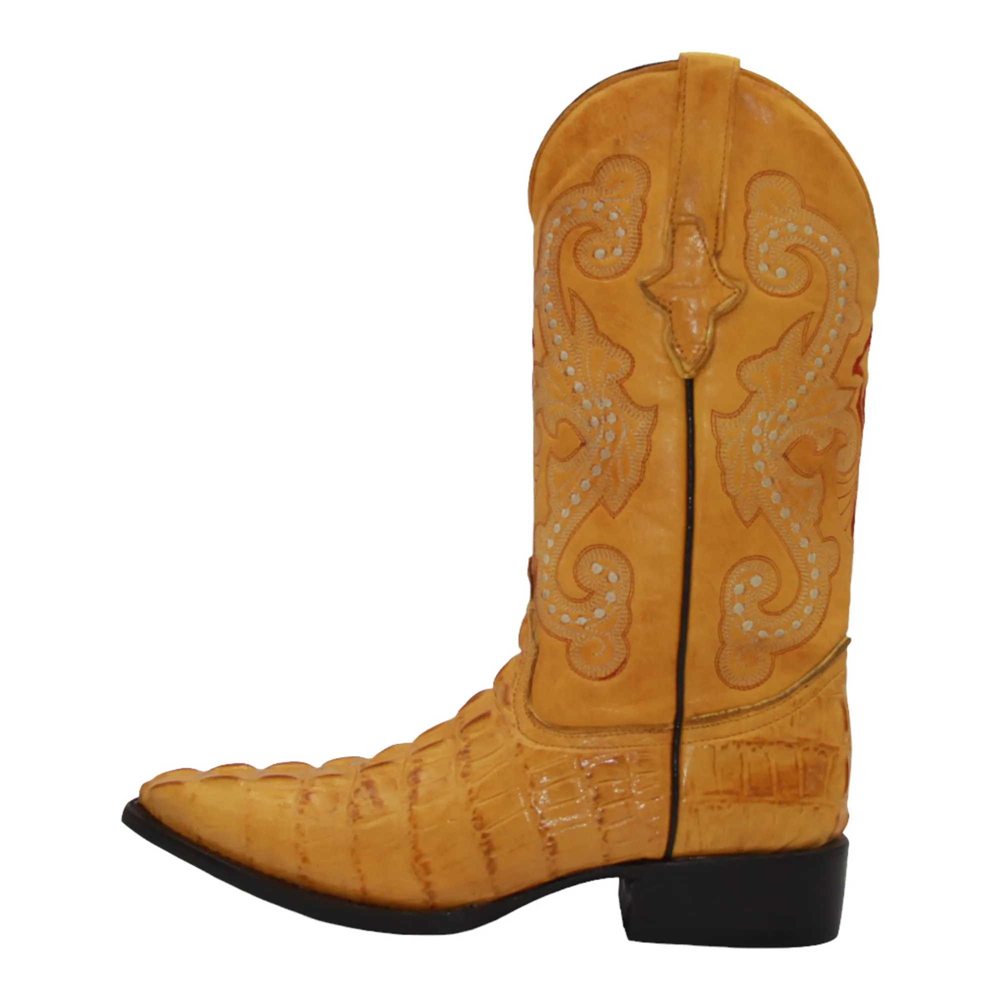 Mens Crocodile Alligator Print Leather Snip Toe Western Boots