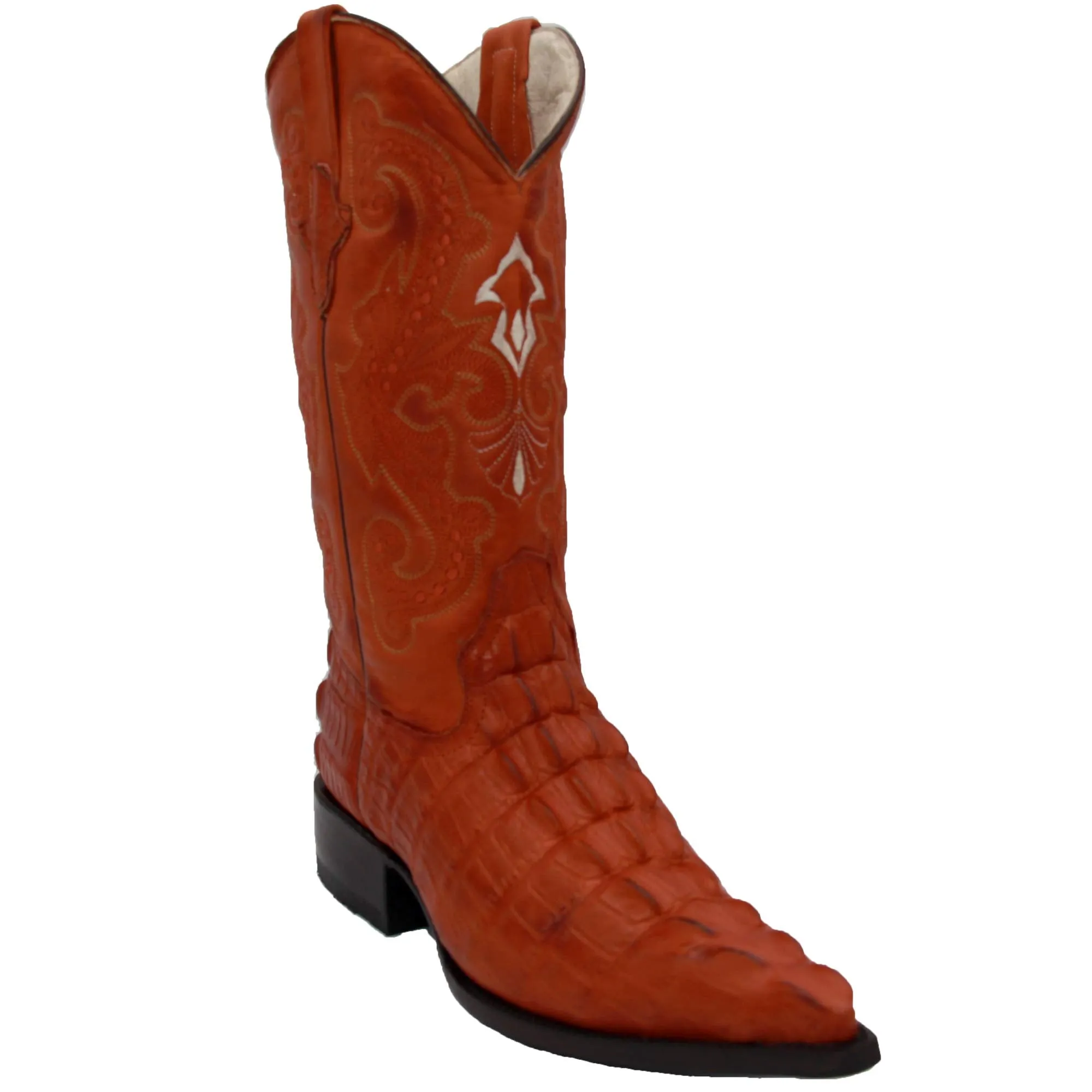 Mens Crocodile Alligator Print Leather Snip Toe Western Boots