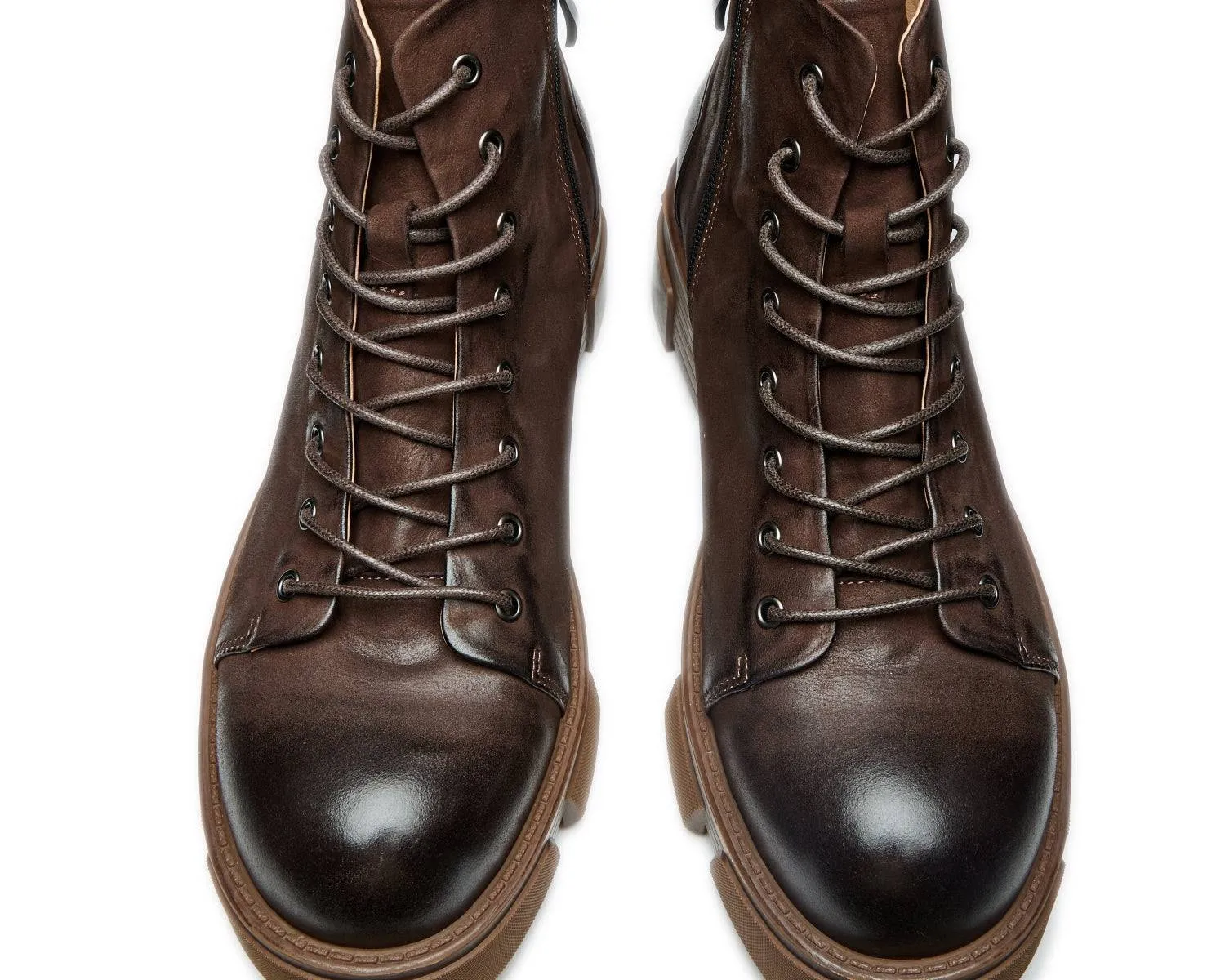 Men's Retro High-Top Genuine Leather Work Boots with Thick Sole