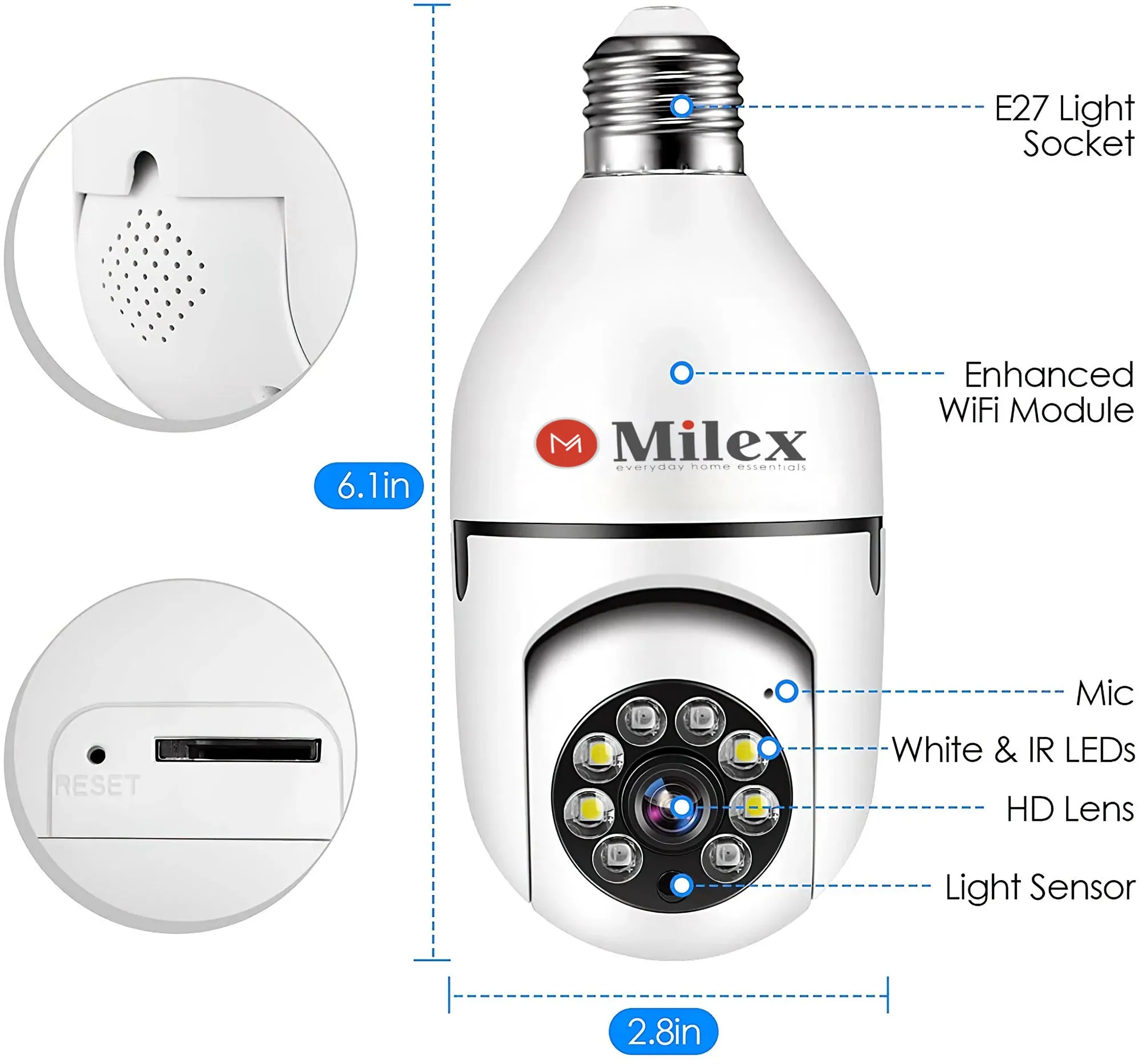 Milex light bulb security camera