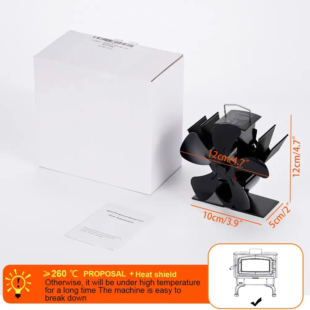 Mini Fireplace Fan - 5 Blade Heat Powered Stove Fan