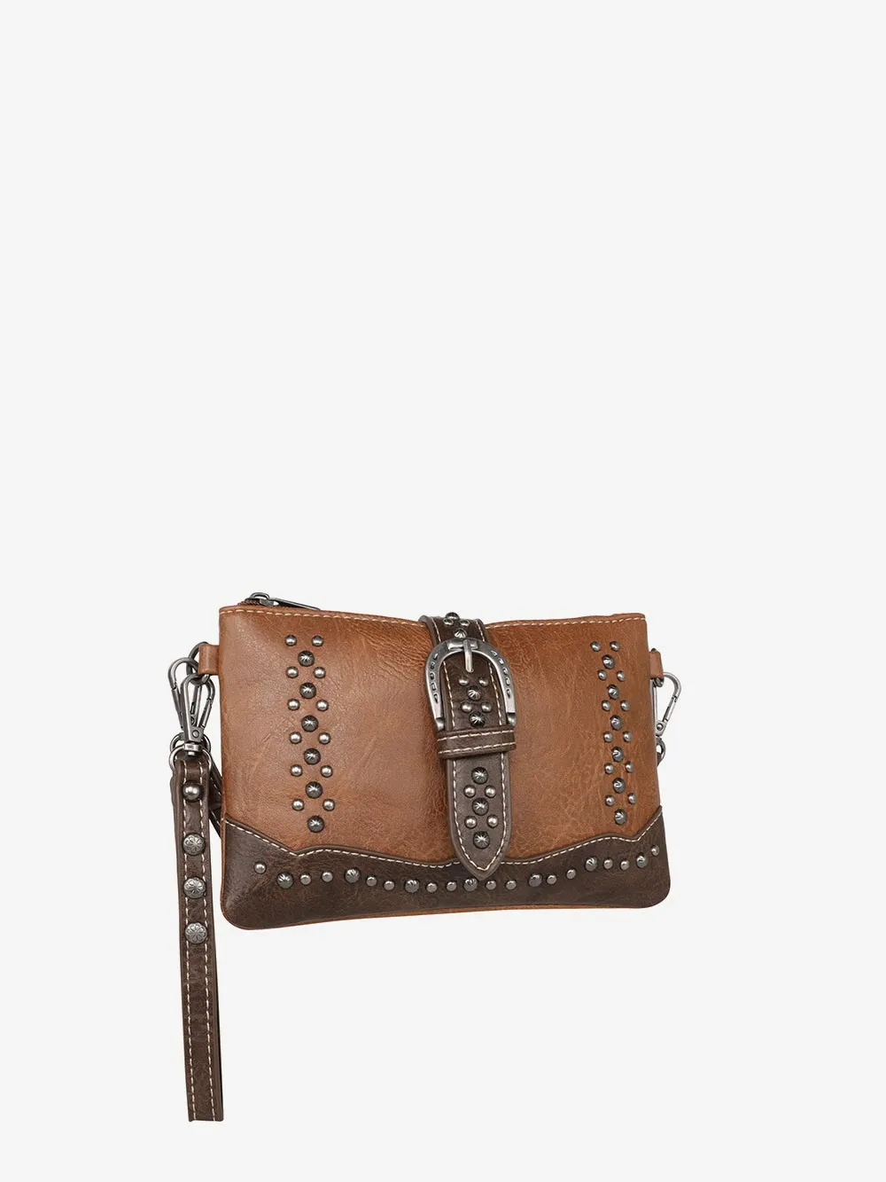 Montana West Buckle Studded Crossbody Clutch