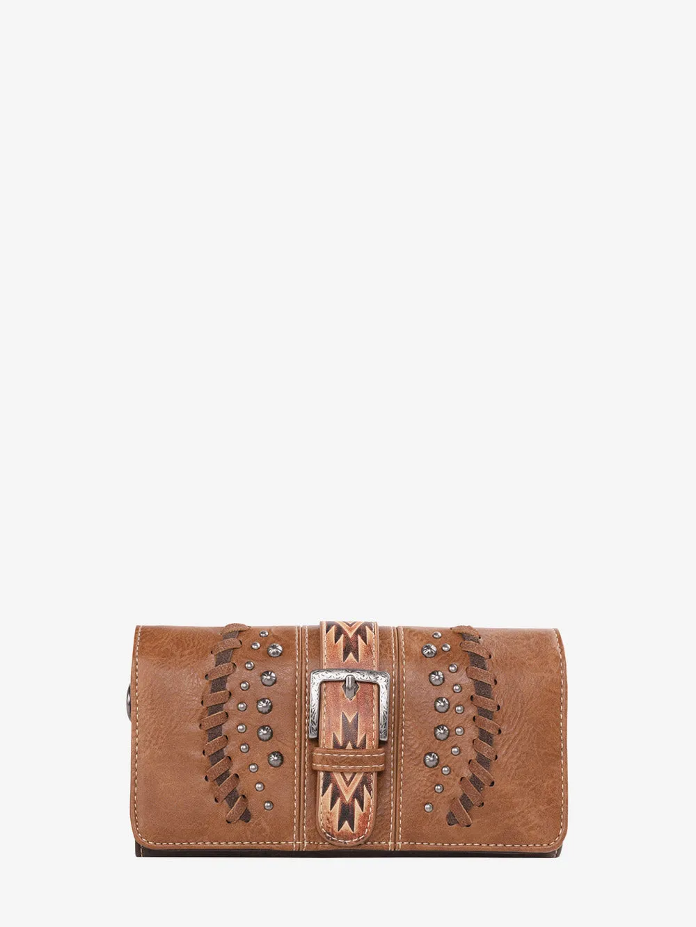 Montana West Whipstitch Aztec Buckle Wallet