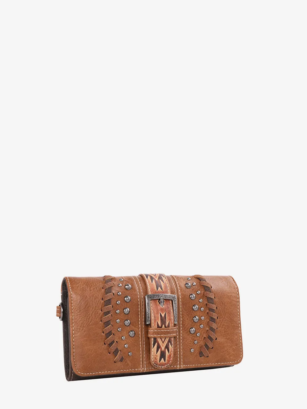 Montana West Whipstitch Aztec Buckle Wallet