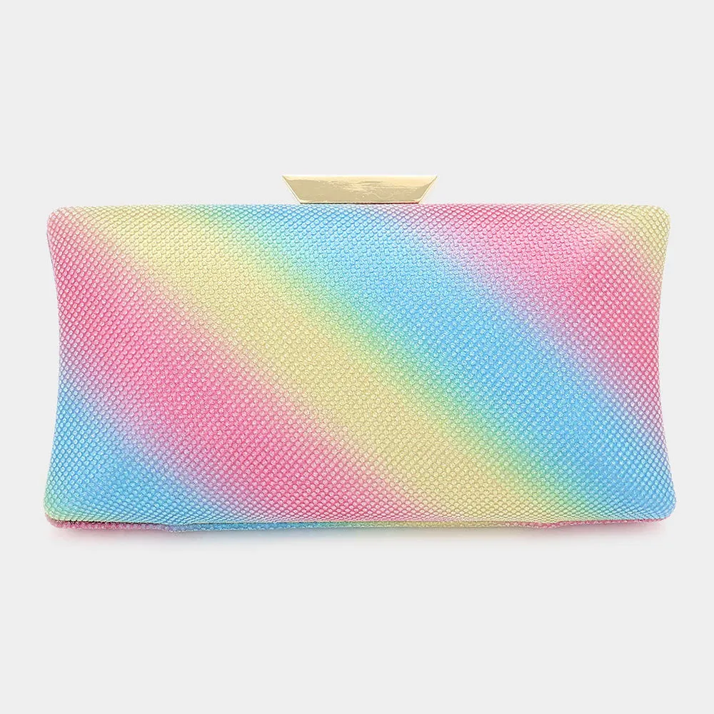 Multi-Color Glittered Rectangle Evening Clutch / Crossbody Bag