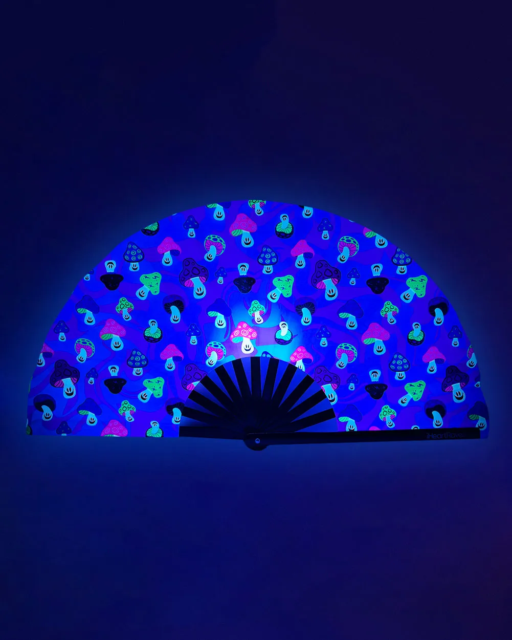 Mushroom Fiesta UV Reactive Hand Fan