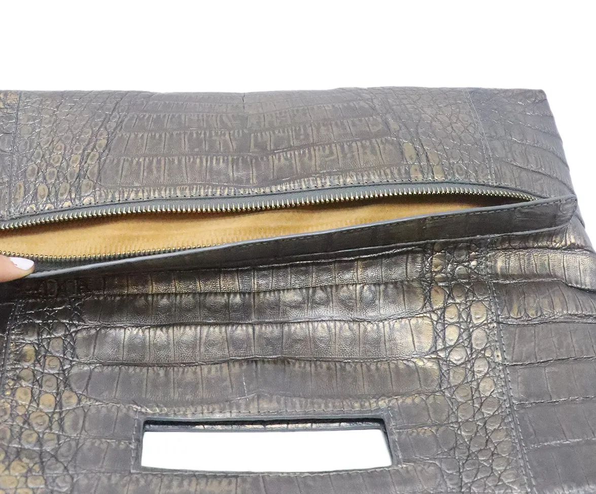 Nancy Gonzalez Gold Crocodile Clutch