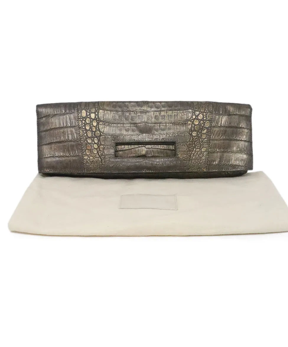 Nancy Gonzalez Gold Crocodile Clutch