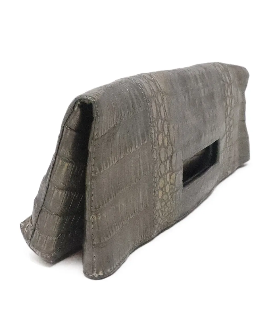 Nancy Gonzalez Gold Crocodile Clutch