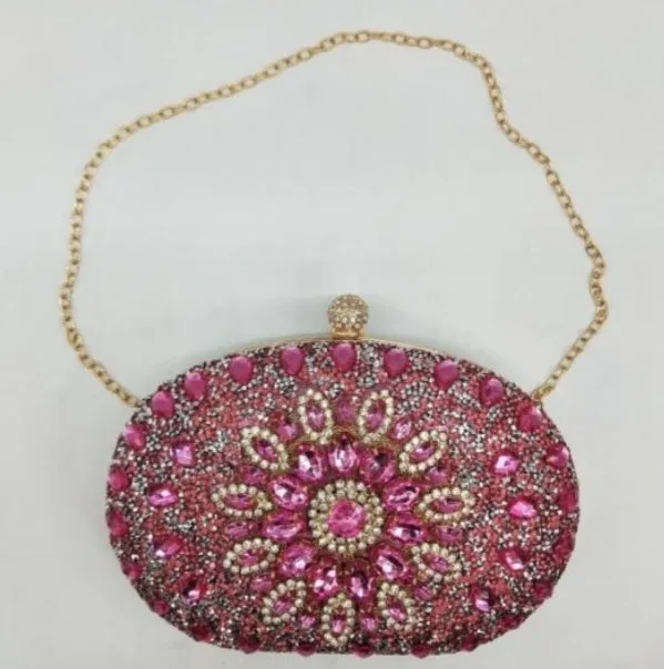 Oval gem Clutch bags