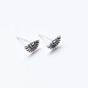 Oxidized Silver Fan Studs