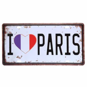 Paris Decorative Metal License Plate