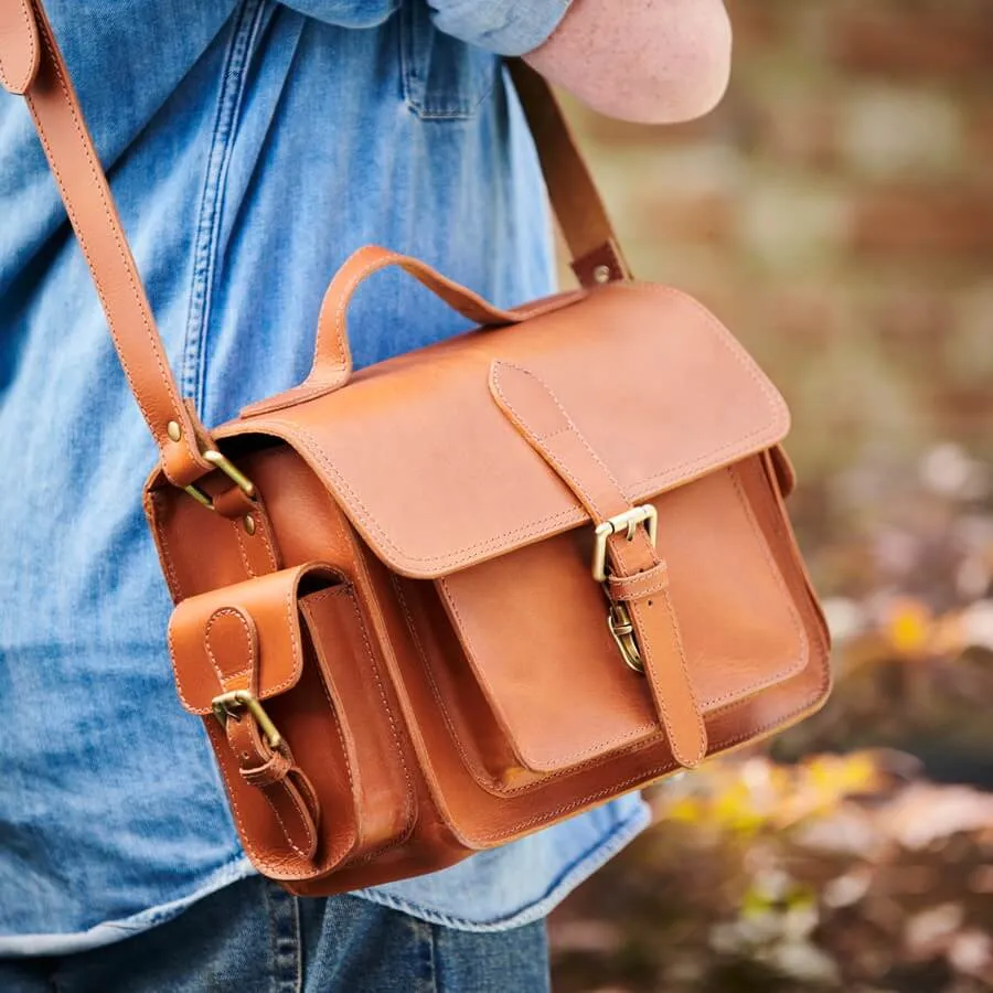 Personalised Buffalo Leather Camera Bag