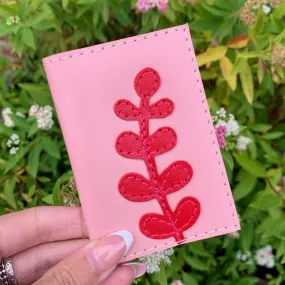 Pink leather card wallet