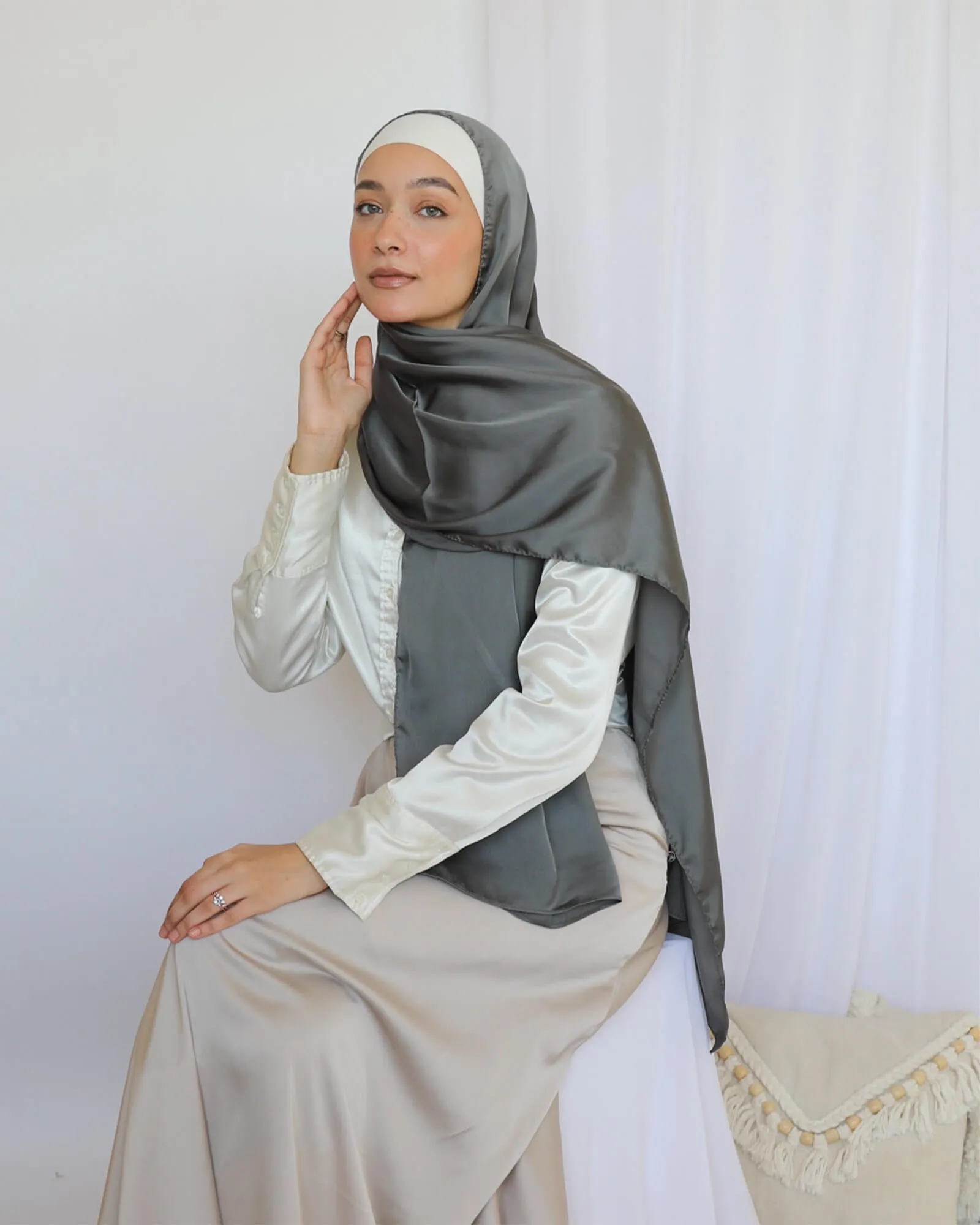 Plain Wide Satin Scarf