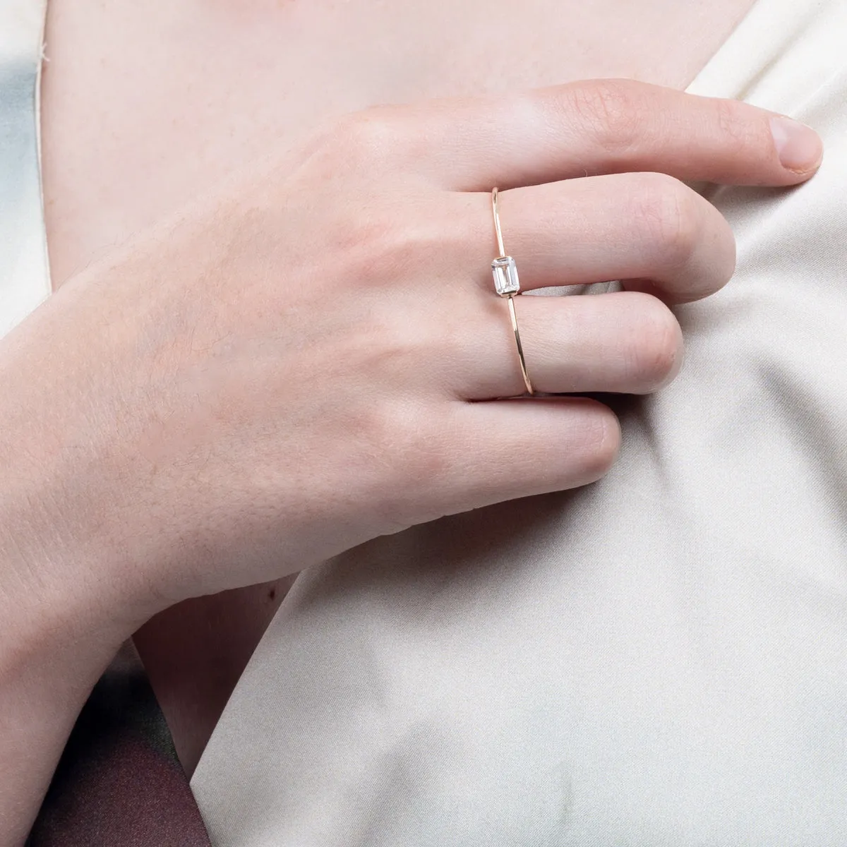 "Bird of Paradise" White Topaz Double Finger Ring