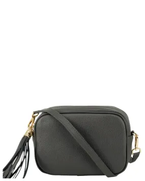 SANO Soho Style Soft Italian Leather Compact Camera Shoulder / CrossBody Bag, Dark Grey