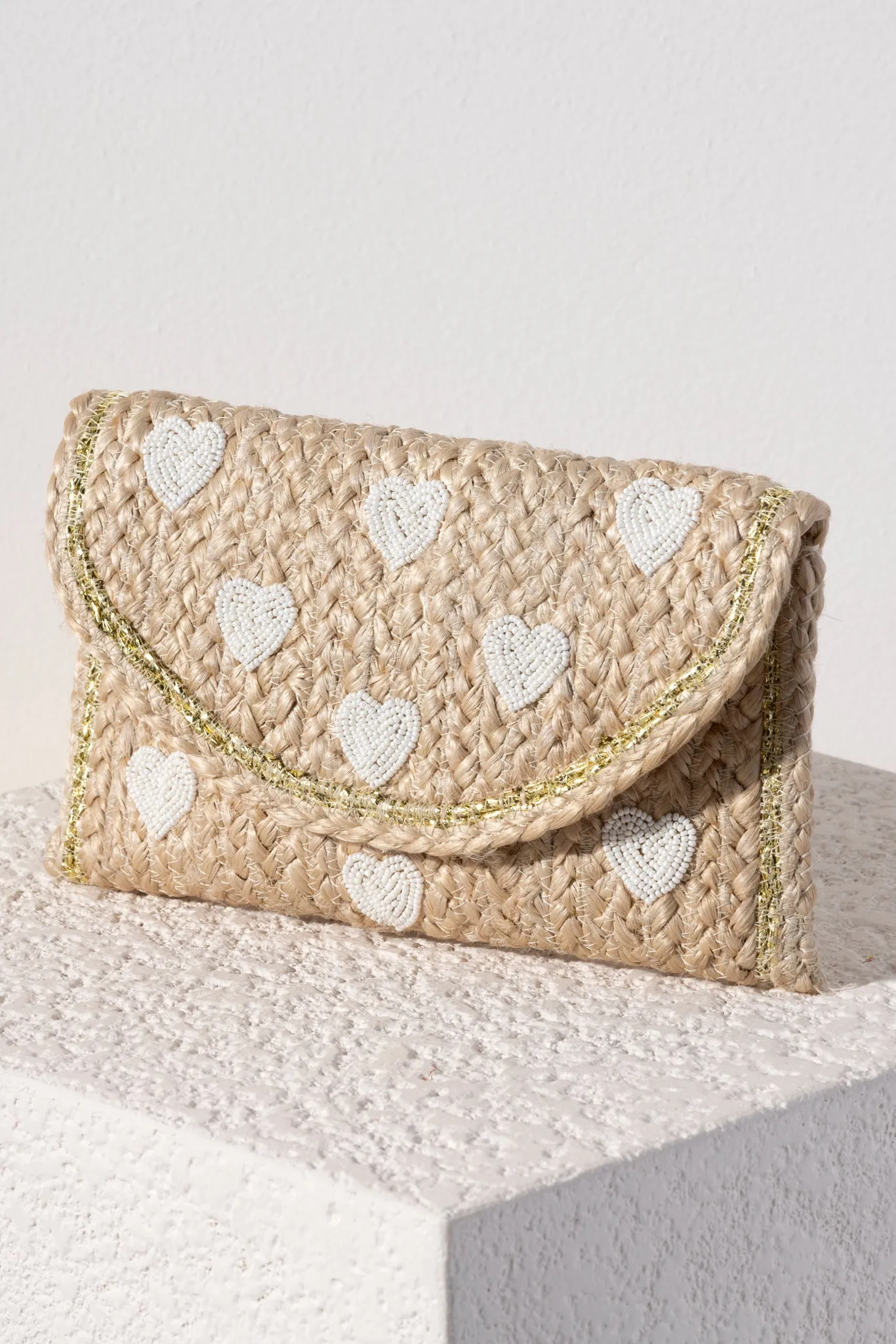 Shiraleah Hearts Clutch, Natural