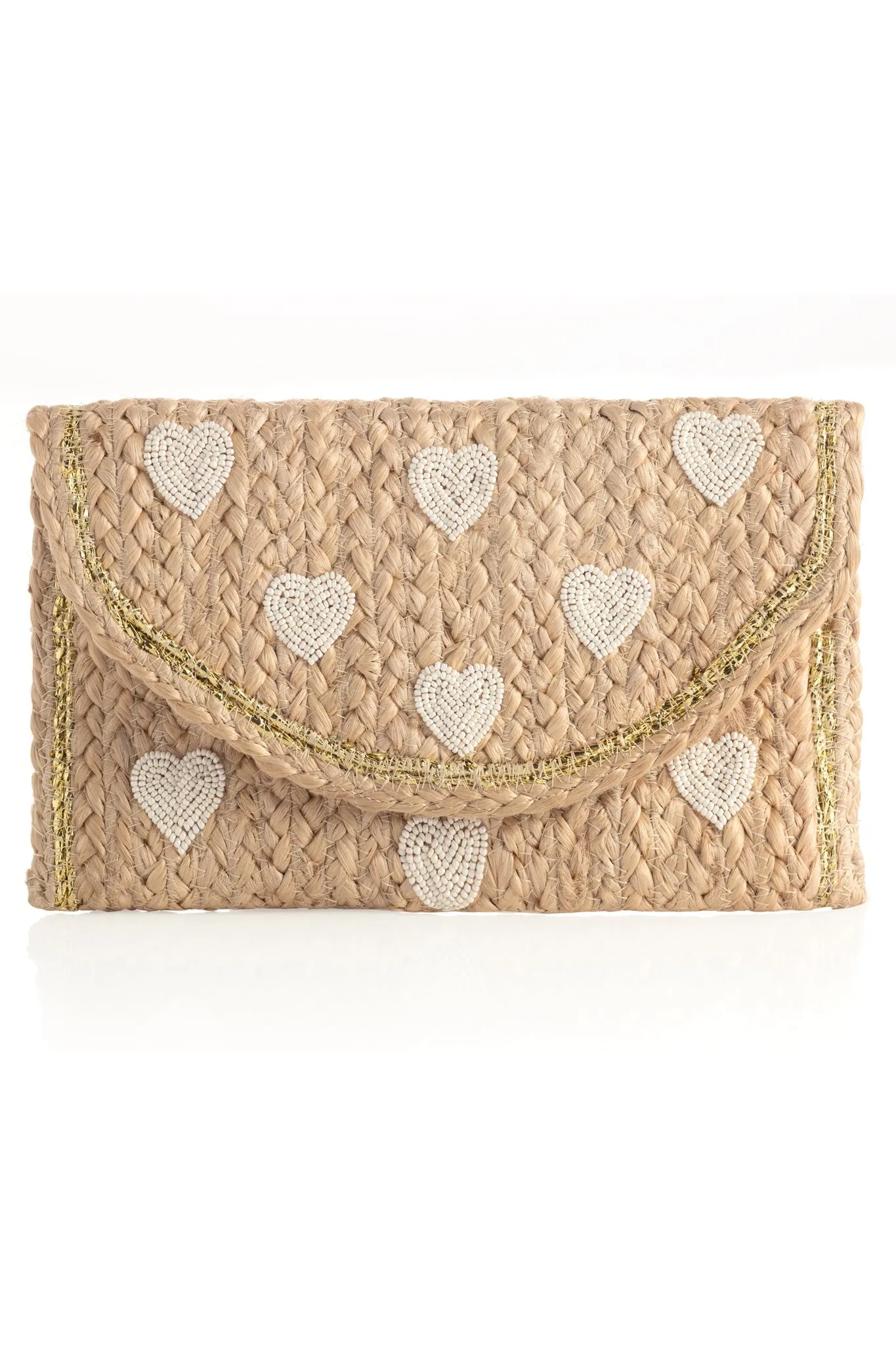 Shiraleah Hearts Clutch, Natural