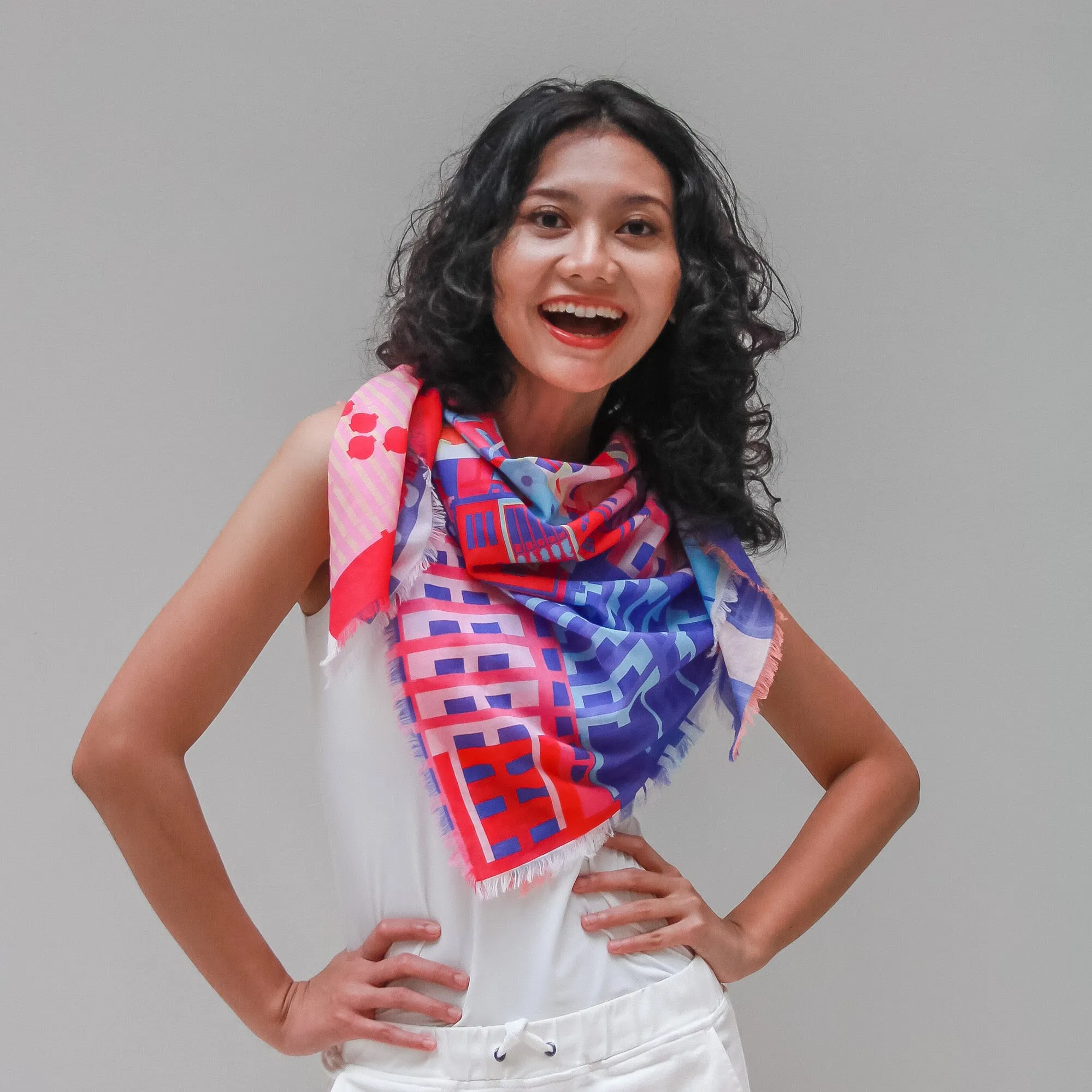 Singapore in Technicolour Cotton Scarf