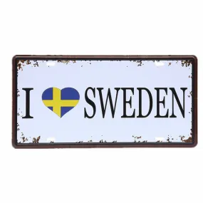 Sweden Decorative Metal License Plate