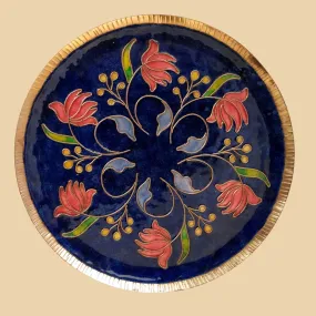 Swirling Lotus Blue Decorative Copper Wallplate