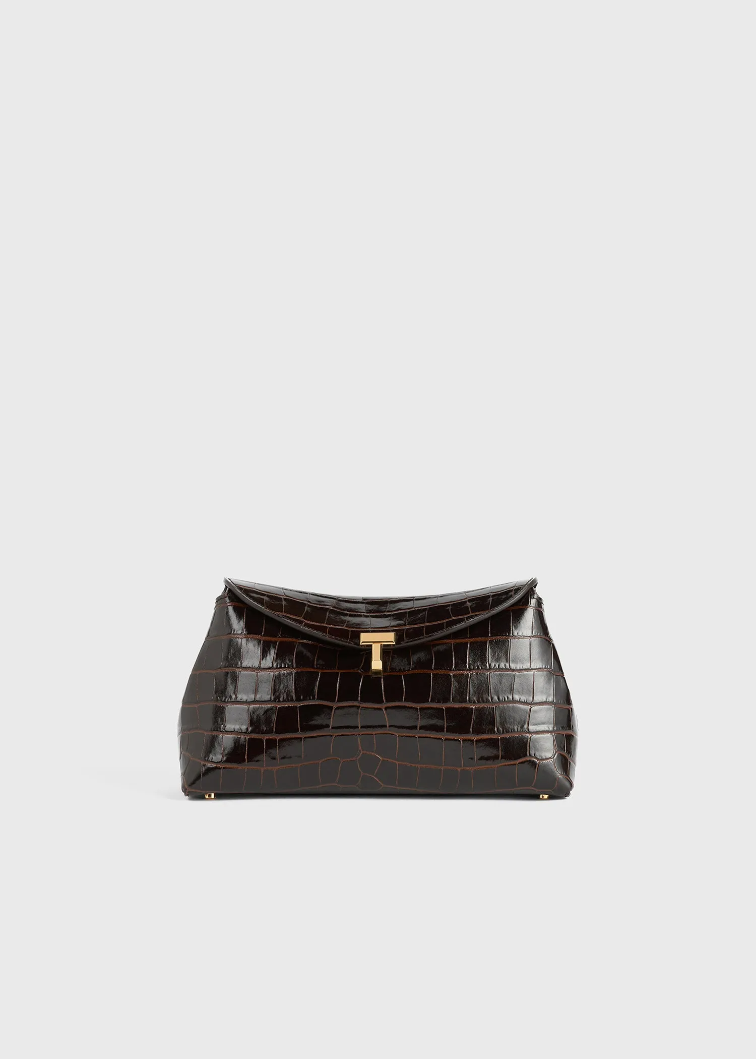 T-Lock clutch dark brown croco