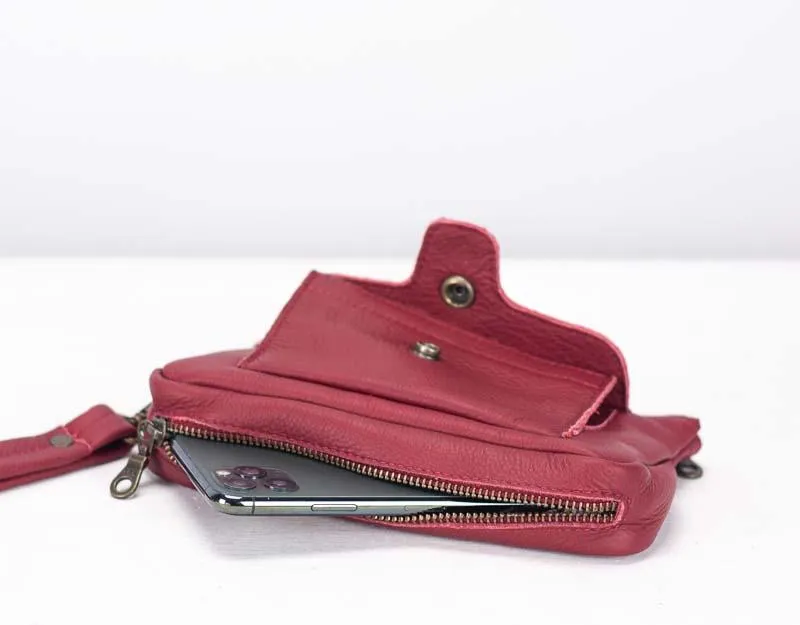 Thalia wallet - Deep red leather