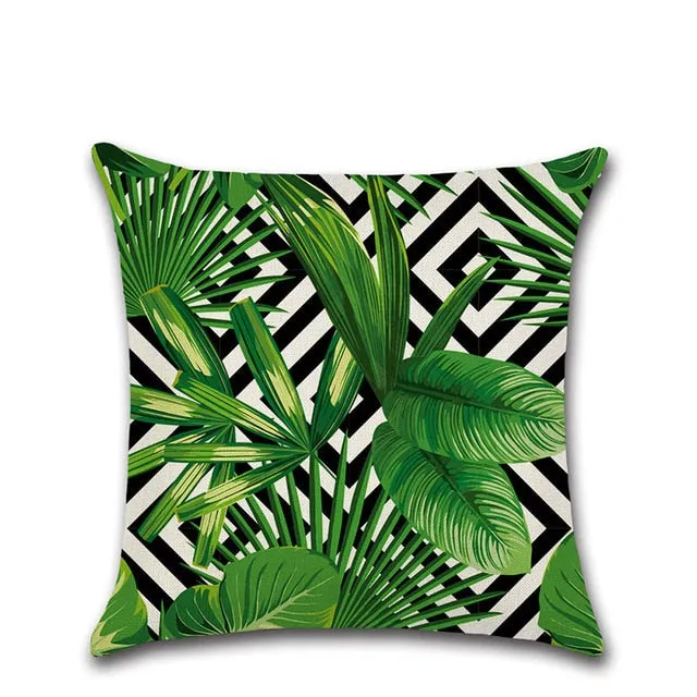 Tropical Plants Cactus Monstera Summer Decorative Throw Pillows