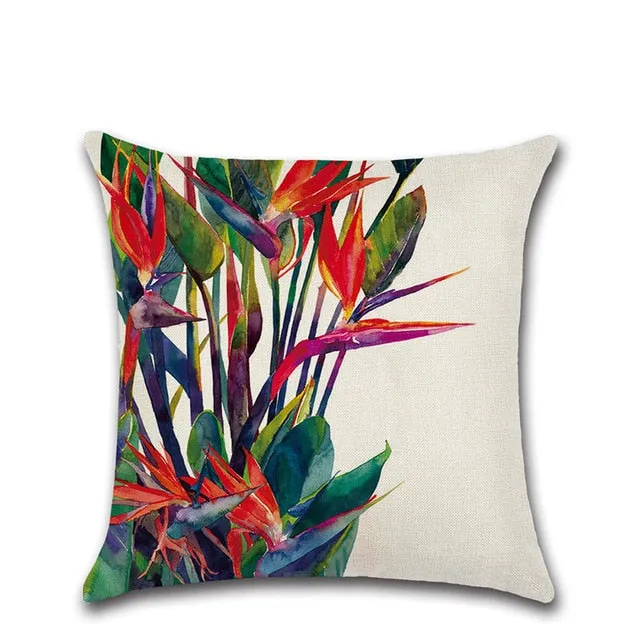 Tropical Plants Cactus Monstera Summer Decorative Throw Pillows