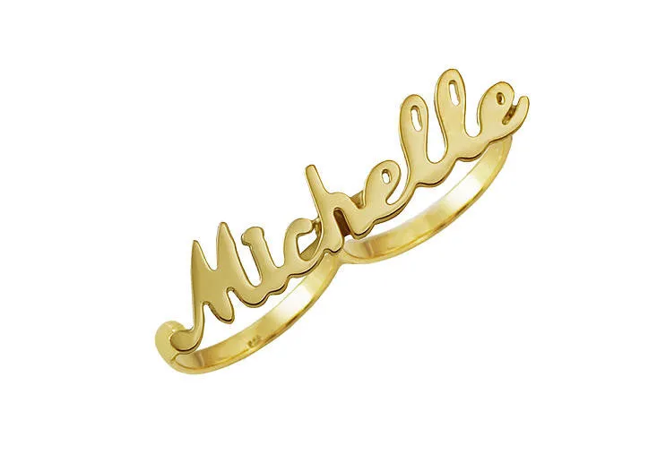 Two Finger Script Name Ring