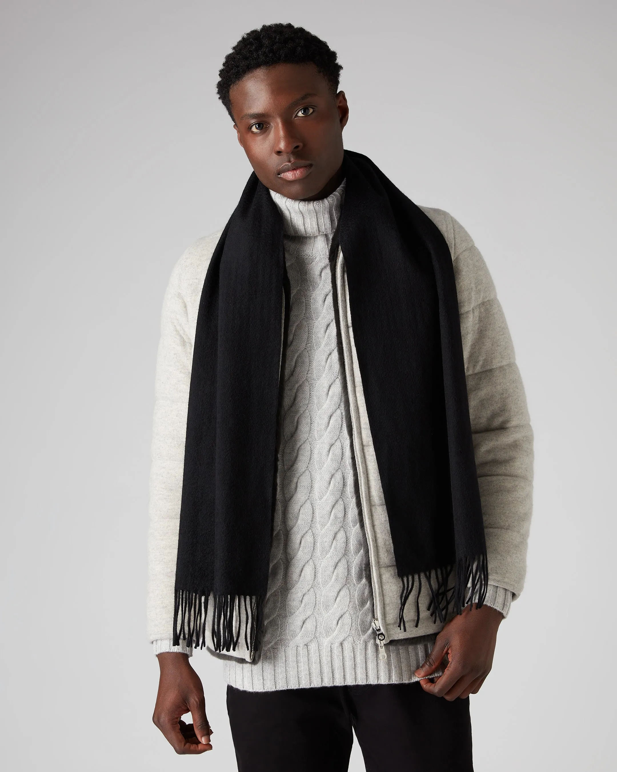 Unisex Woven Cashmere Scarf Black