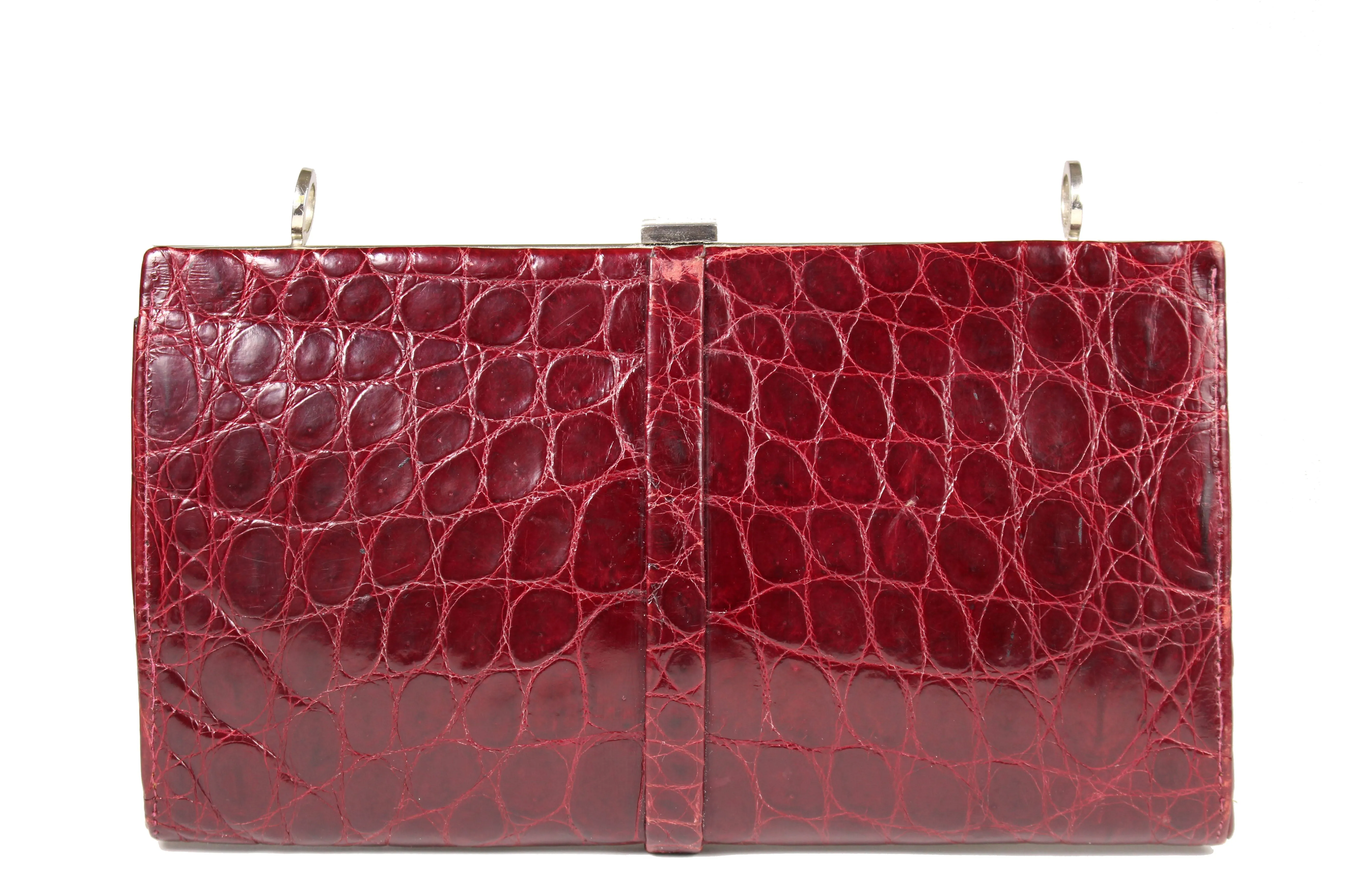 WIEN ruby red crocodile skin clutch