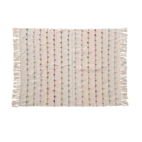 Woven Decorative Baby Blanket w/Colored Embroidery Loops